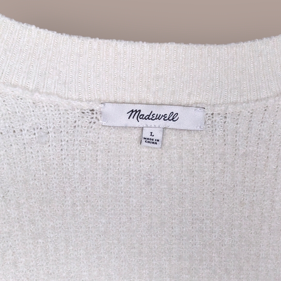 Madewell Melwood Coziest Yarn Cream Wool Square Neck Pullover Sweater Size Large - Picture 7 of 8